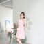 Piper Bow Dress - สีชมพูนู้ด **มีแต่L**
