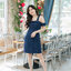 Elysa Off-shoulder Dress : สีกรม