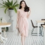 Fancille Drapery Satin Dress – Pink Champagne สีชมพูแชมเปญ