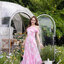Pink Cloudy Off-Shoulder Maxi Dress ลายเมฆชมพู