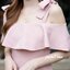 Kristen off-shoulder dress : สีชมพู [Made by Pastel Time]