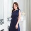Julia one shoulder maxi dress: สีกรม