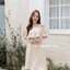 Rory open shoulder dress : สีครีม