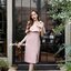 Kristen off-shoulder dress : สีชมพู [Made by Pastel Time]