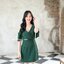 Elle Off-shoulder Dress - สีเขียวเข้ม