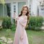 Charming Off-Shoulder Midi Dress : สีชมพู [Made by Pastel Time]