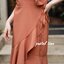 Nella Ruffle Shoulder Dress - สีน้ำตาลอมส้ม
