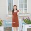 Maggie Double Bow Dress : สีส้มอิฐ [Made by Pastel Time]
