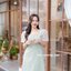 Eve - 3D Floret Midi Dress : สีเขียวมัทฉะ [Made by Pastel Time]