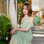 Fay Off-Shoulder Maxi Dress – Pastel Green สีเขียว