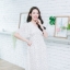 Dotty Midi Dress – สีขาวจุดดำ