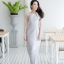 Glamour One Shoulder Maxi Dress : Silver เดรสยาวสีเงิน