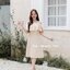 Rory open shoulder dress : สีครีม