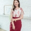Loretta Lace Dress : สีแดงเลือดหมู