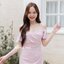 Celestia off-shoulder dress : สีชมพู [Made by Pastel Time]