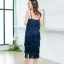 Gastby Fringe Dress : Navy สีกรม