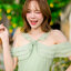 Fay Off-Shoulder Maxi Dress – Pastel Green สีเขียว