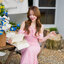Fay Off-Shoulder Maxi Dress – Blush Pink สีชมพู