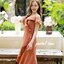 Nella Ruffle Shoulder Dress - สีน้ำตาลอมส้ม