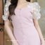 Eve - 3D Floret Midi Dress : สีชมพู [Made by Pastel Time]