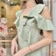 Esme Ruffle Dress : เดรสเว้าไหล่สีเขียวมัทฉะ