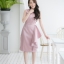 Micha Layered Silk Satin Dress – Pink : เดรสสั้นสีกลีบบัว